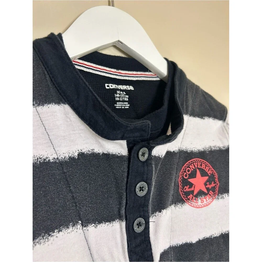 Converse Streetwear Emo Punk Striped Faux Layered Long Sleeve Boys MD 10/12
